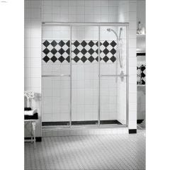 44-1\/2\" Chrome Raindrop Tempered 3-Panel Sliding Shower Door