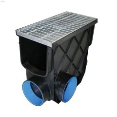 Black Plastic Inline Catch Basin With Galvanized Steel Grate