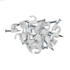 White Plastic Coaxial Nail-In Clamp-20\/Pack