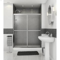 54 - 59-1\/2\" Chrome Raindrop 2-Panel Sliding Shower Door