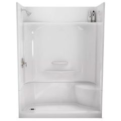 Essence SH-6030 White Fiberglass 4-Piece Left Seat Shower
