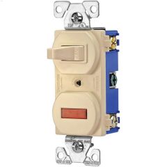 Ivory Toggle Switch With Pilot Light 15A 120V 1P