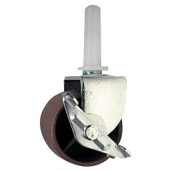 2-1/8" White Wide Wheel Bed Roller With Brake & Stem