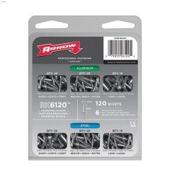 1\/8\" x 1\/2 - 1\/8\" Steel Rivet Assortment Pack-120 Pieces