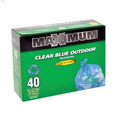 Clear Blue Outdoor Recycle Bag-40\/Pack