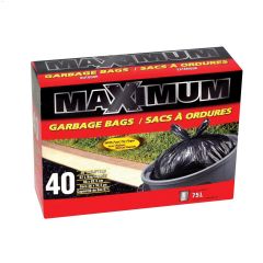 26\" x 32-1\/2\" Black Regular Outdoor Garbage Bag-40\/Pack