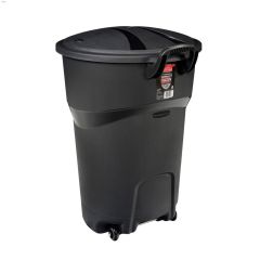 121 L Black Garbage Can With Lid & Wheels