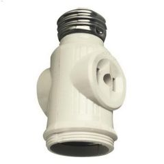 2 Outlet Keyless White Socket Adapter 125V