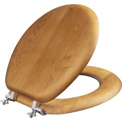 Round Molded Wood Natural Oak Veneer Toilet Seat With Chair