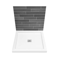B3 3636 White Centre Drain Corner Shower Base