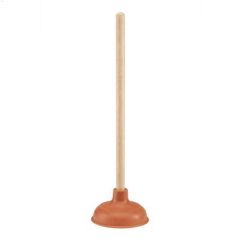 5-3\/8\" x 18-1\/4\" Black Wood Handle Aquadrain Plunger
