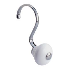 York White/Chrome Shower Curtain Hook-12/Pack