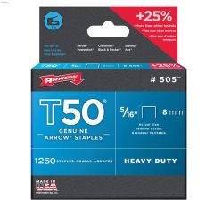T50\u00ae 5\/16\" x 3\/8\" Steel Flat Crown Staple-1250\/Pack