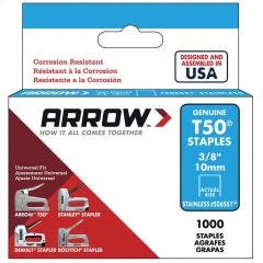 T50\u00ae 3\/8\" x 3\/8\" Stainless Steel Flat Crown Staple