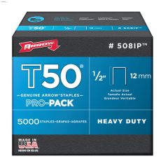 T50\u00ae 1\/2\" x 3\/8\" Steel Flat Crown Staple-5000\/Pack