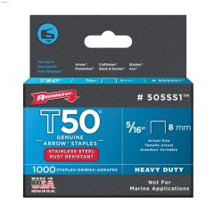 T50\u00ae 5\/16\" x 3\/8\" Stainless steel Flat Crown Staple