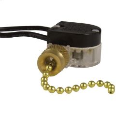 125\/250VAC SP Brass SPST Single Circuit Pull Chain Switch