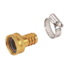 5/8" Brass Female Hose Repair Coupling with Clamp