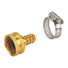 1/2" Brass Female Hose Repair Coupling with Clamp