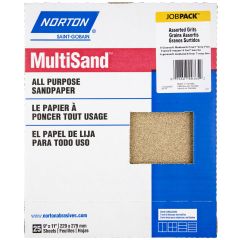 Multisand Sanding Sheet 9x11 Assorted Grit Job Pack-25/Pack