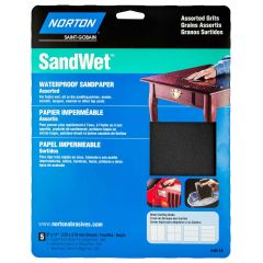 Sandwet Sanding Sheet 9 X 11 Assorted Grit Handy Pack-5/Pack