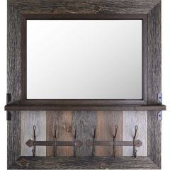 Wood Framed Mirror With Shelf