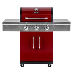 Dyna-glo Red Three Burner Propane Gas Grill with 2 Doors