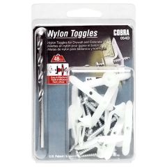 Nylon Toggle Light Duty 1/4" M + Screws + Drill Bit