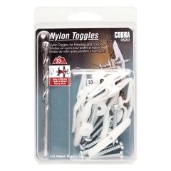 Nylon Toggle Light Duty 1/4" S + Screws + Drill Bit