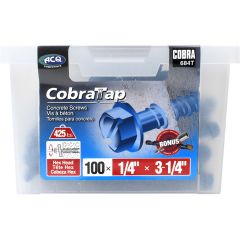 Concrete Screw Hex Head 1/4" x 3-1/4" + Drill Bit/Driver