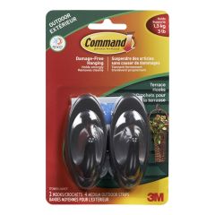 Command™ Medium Terrace Hooks with All Weather Strips, Slate