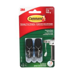 Command™ Medium Outdoor Wire Hooks, Stainless Steel