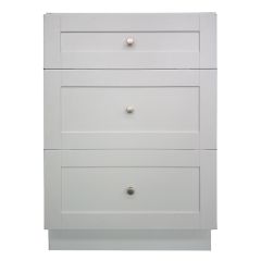 24" Classic White 3 Drawer Laundry Base Cabinet