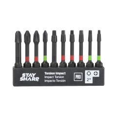 2 Inch Assorted Torsion Impact Screwdriver Bit Clip-10/Pack