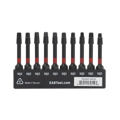 2 Inch #2 Square Torsion Impact Screwdriver Bit Clip-10/Pack