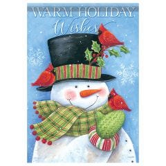 Cardinal Hat Snowman Garden Flag