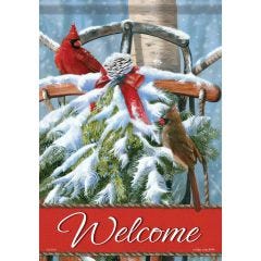 Cardinal Sled Welcome Garden Flag