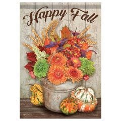Fall Bucket & Gourds Garden Flag