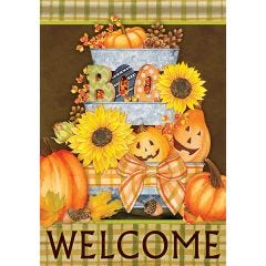 Halloween Buckets Welcome Garden Flag