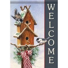 Winter Birdhouse Garden Flag