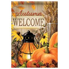 Fall Lantern Welcome Large Flag