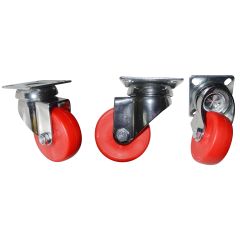 2" Red Swivel Caster Chrome Finish