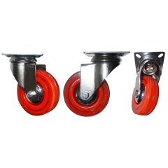 3" Red Swivel Caster Chrome Finish