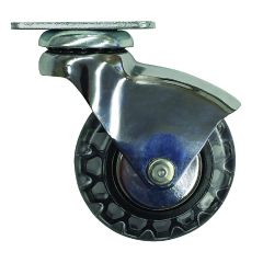 Roulette pivotante en aluminium 3 po, fini chromé et rayons