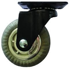 Roue pivotante caoutchouc 4 po usage général rayons chromés