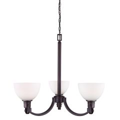 Rowan 3 Light Chandelier With Opal Glass