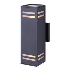 Tay 2 Light Outdoor, Up/Downlight, Black, Frosted Glass
