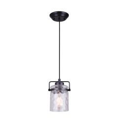 Arden 1 Light Cord Pendant, Graphite, Watermark Glass
