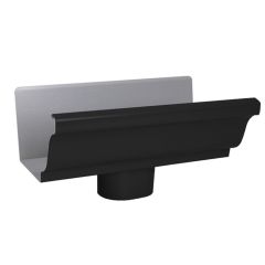 5" Black Aluminum K-Style Gutter End with Drop