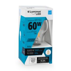 LED 7.5 Watt A19 Bulb with Filament 5000 Kelvin
